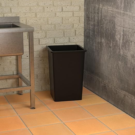 35 Gallon Black Square Commercial Trash Can-DeskLoop Office