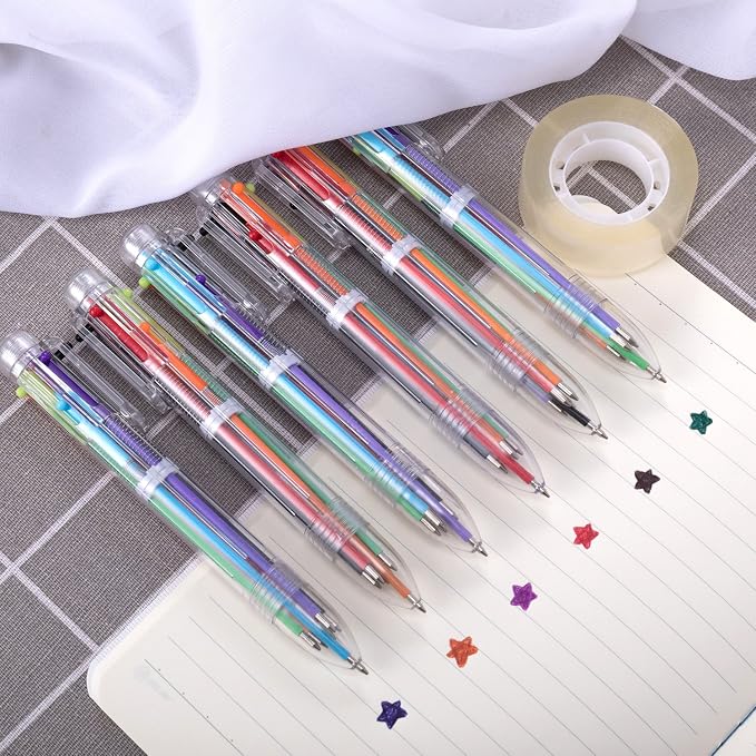 favide 6 Pack 0.5mm 6-in-1 Multicolor Ballpoint Pen, 6-Color Retractable - Image 7