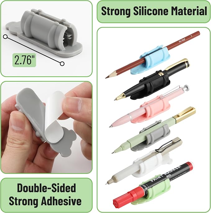 Mr. Pen- Adhesive Pen Holders, 6 Pack | Colorful Koala Shaped Silicone Pen - Image 3