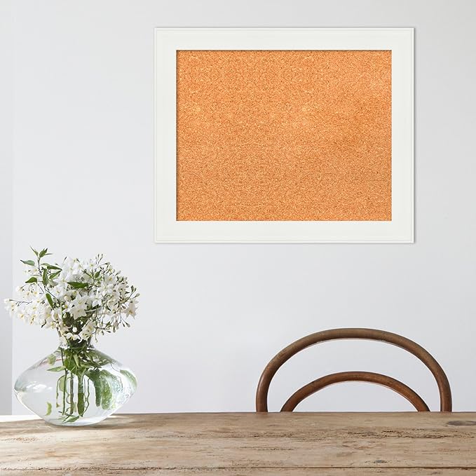 Amanti Art Natural Cork Board for Wall, 19x23 Vision Board with White Frame, Small Corkboard Office Decor for Home Organization, Casual Corkboard Pinboard to Display Items for Home Organization in-DeskLoop Office