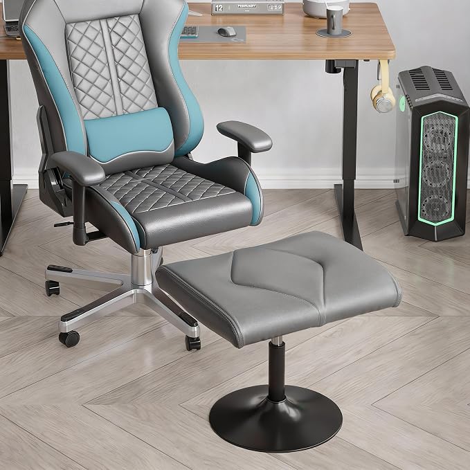 VECELO Foot Rest Under Desk Ottoman, PU Height Adjustable Footrest - Image 5