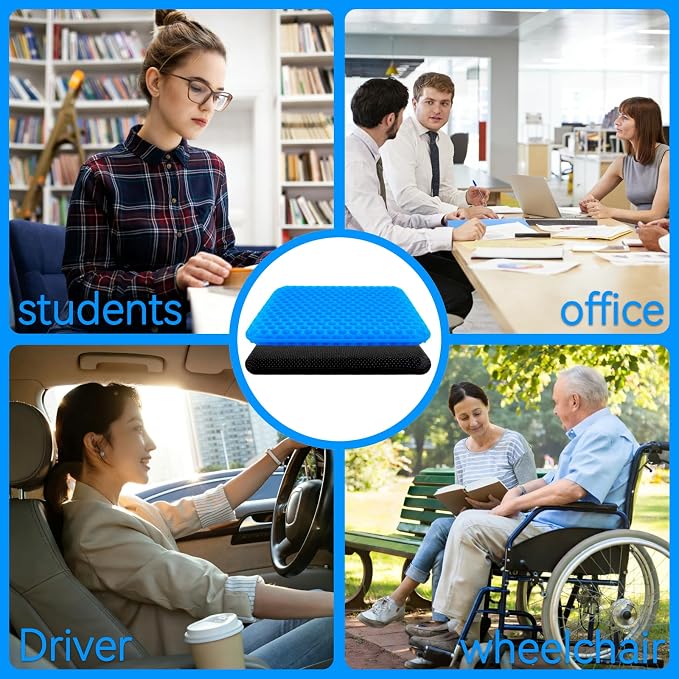 Large Gel Seat Cushion for Long Sitting – 15"x17"x1.8" Thick, Circular Gel Grid - Image 7