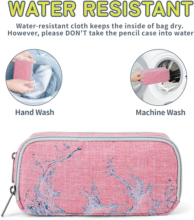 Della Gao Big Capacity Pencil Pen Case Nylon Large Pencil Pouch Simple Stationery Bag Office Organizer Pen Bag for Men Women - Pink-DeskLoop Office