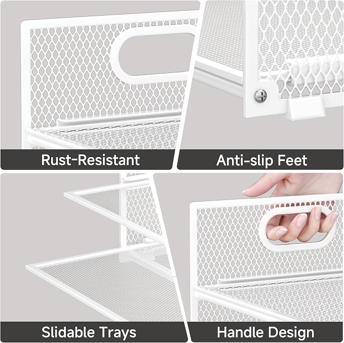 Paper Organizer for Desk with Handle, 6-Tier Metal Mesh File Organizer | - Image 4