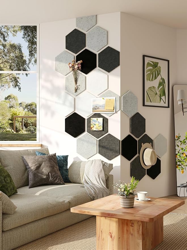 8 Pack Hexagon Felt Bulletin Board Tiles - Image 2