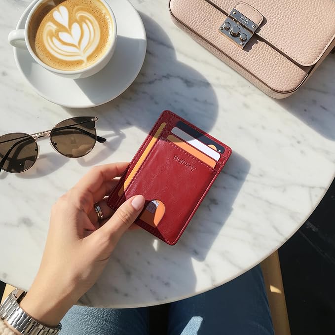 Buffway Slim Minimalist Front Pocket RFID Blocking Leather Wallets - Image 7