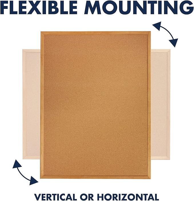 Quartet Cork Bulletin Board 36"W x 24"H Pin Board, Oak Finish Frame - Image 6