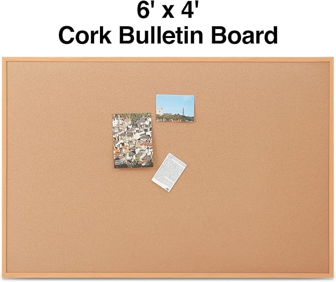 Staples Cork Bulletin Board, Oak Frame - Image 2