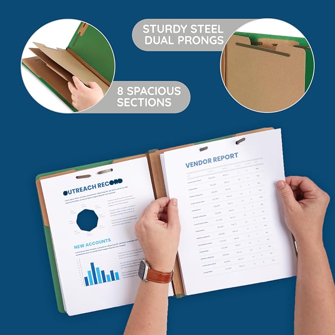 Blue Summit Supplies Green Classification Folders, 3 Dividers, Letter Size - Image 3