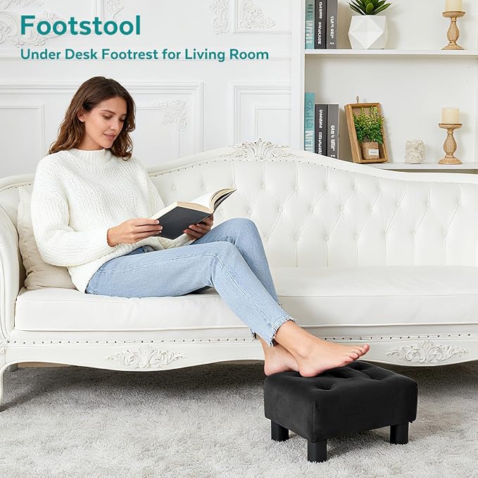 Small Foot Stool Ottoman, Velvet Footstool Ottoman Foot Rest - Image 8