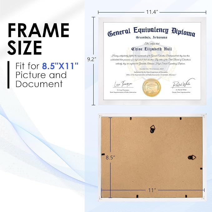 FIXSMITH 8.5x11 Diploma Frame, 2 Pack Certificate Frame - Image 2