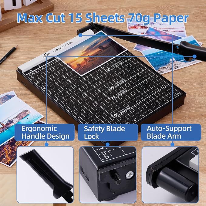 ISDIR 12” Heavy Duty Metal Paper Cutter - Image 4
