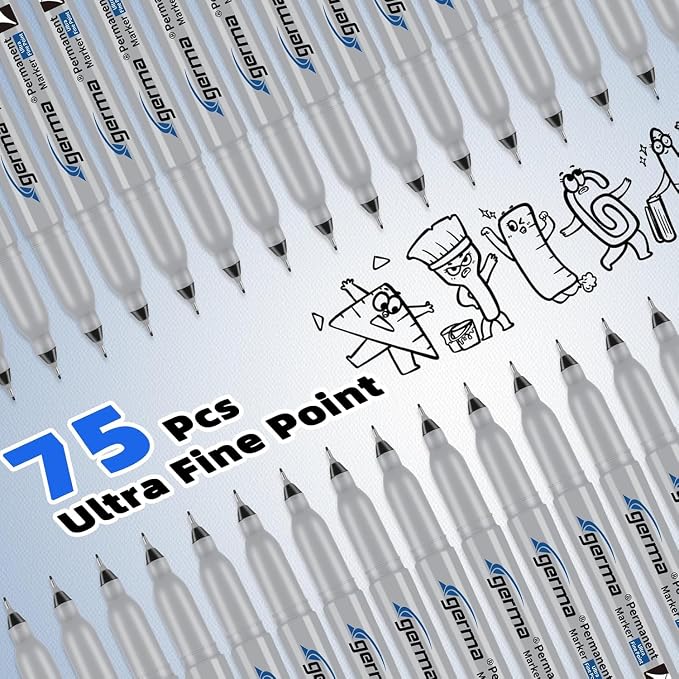 Cgerma Ultra Fine Point Permanent Markers Black, 75 Pack Ultra Fine Tip Markers - Image 4