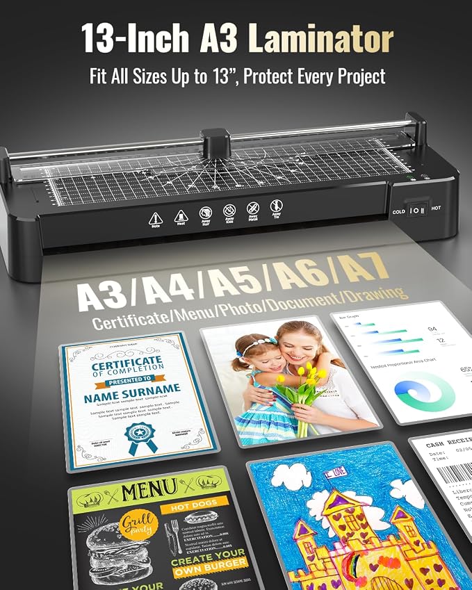 13 Inch Laminator Machine with Sheets 50pcs, Paper Trimmer Corner Rounder Scale - Image 7