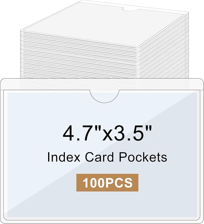 100 Pcs Clear Adhesive Pockets, Plastic Adhesive Label Pockets, Self Adhesive by MoHern