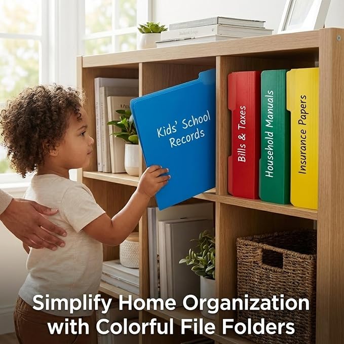 VZCPYTPM 100 Packs Blue File Folder, 1/3-Cut Tabs, Heavy Duty Paper File - Image 7