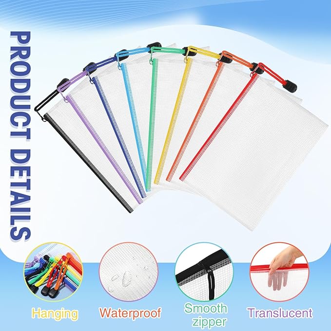 Jetec 32 Pcs Mesh Zipper Bags Toy Storage Bikini Organizer Bag Bolsas Para Guardar Trajes De Baño Waterproof Zipper Reusable Pouch Puzzle Multipurpose for Storage Office(Sweet Color,7.5 x 5 Inch)-DeskLoop Office