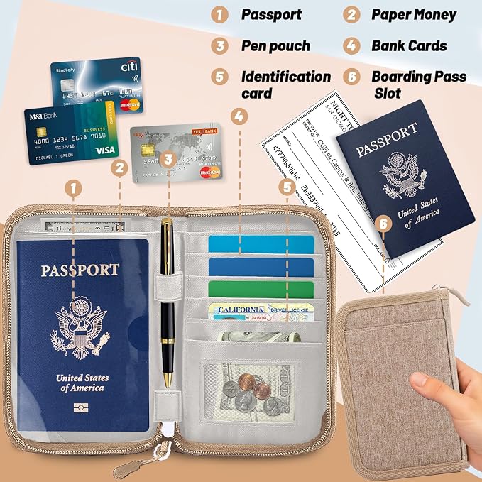 Passport Holder for Travel Essentials, RFID Blocking Protector Passport Wallets - Image 6