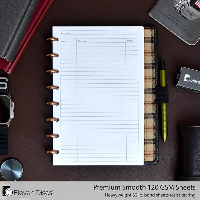 Eleven Discs Discbound Paper, Junior Size Expense Log Sheets - Image 2