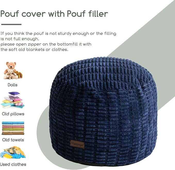 HIGOGOGO Pouf Ottoman Stuffed Round Modern Foam Filled Foot Rest Poufs - Image 5