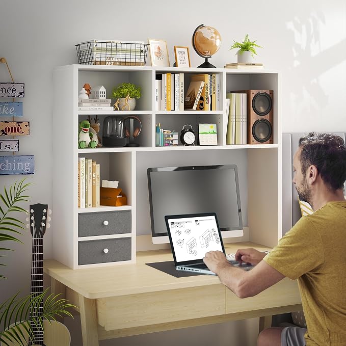 REIBII Desktop Bookshelf, Adjustable Desktop Organizer, High-Capacity Desk - Image 3