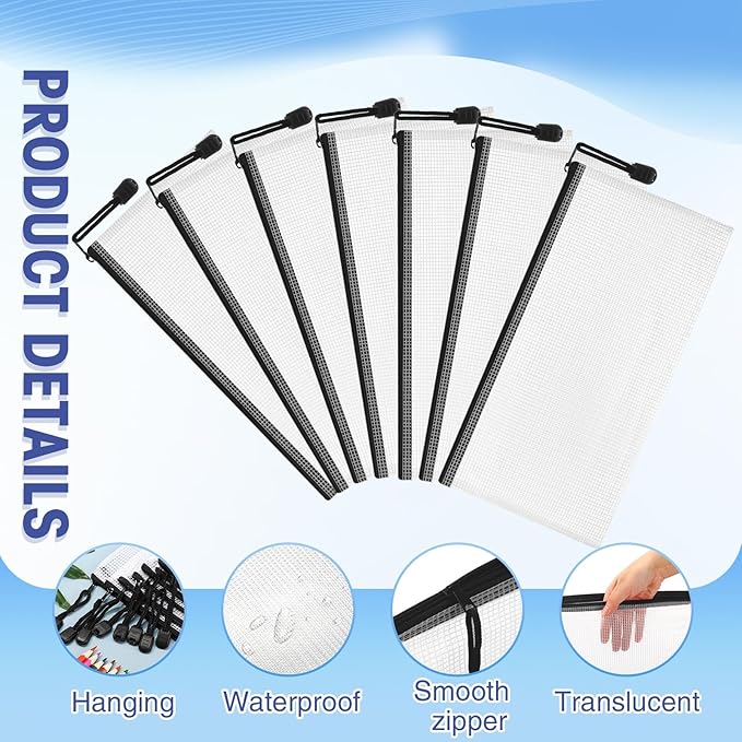 Jetec 32 Pcs Mesh Zipper Bags Toy Storage Bikini Organizer Bag Bolsas Para Guardar Trajes De Baño Waterproof Zipper Reusable Pouch Puzzle Multipurpose for Storage Office(Black,9.5 x 4.5 Inch)-DeskLoop Office