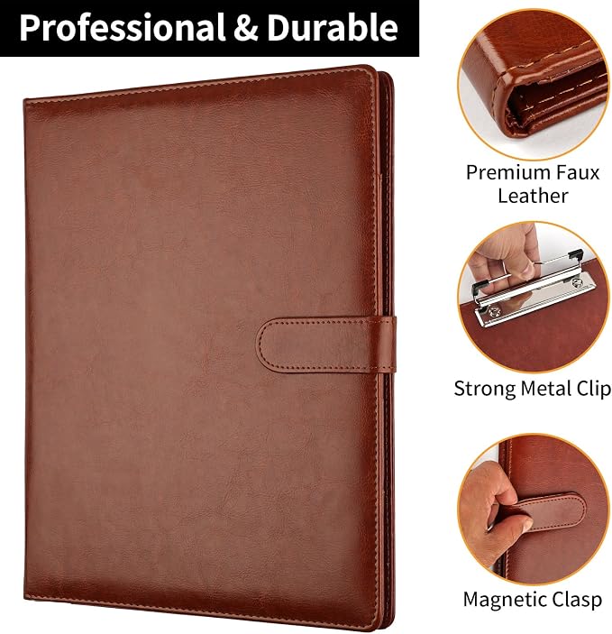 Professional Padfolio with Clipboard, Faux Leather Portfolio Folder Binder - Image 4