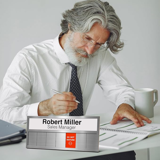 Name Plate for Desk& Office Door Sign, 7 Options Do Not Disturb, In A Meeting - Image 7