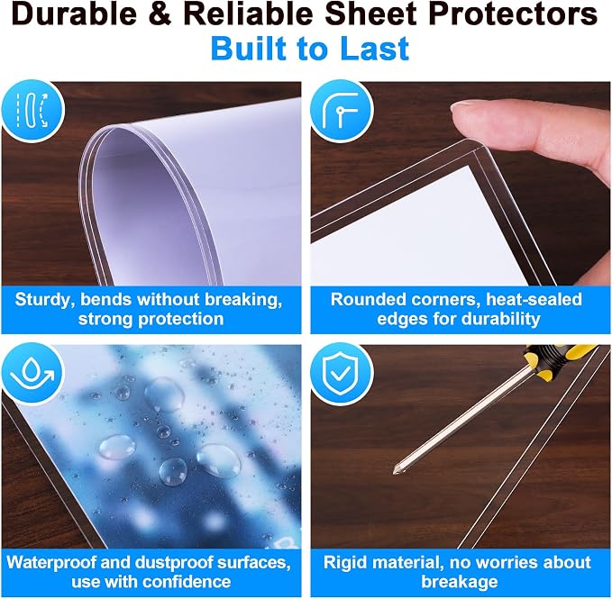 Ndsox 20 Pack 9" x 12" Rigid Print Protectors Clear Hard Plastic Sheet - Image 3