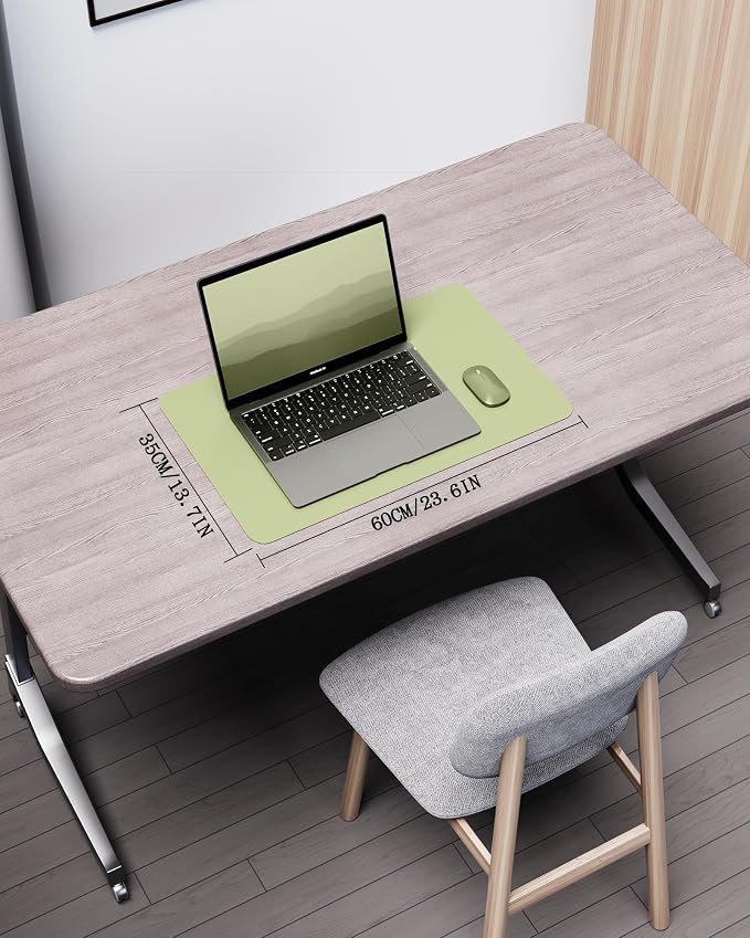 YSAGi Double-Sided Desk Pad, 23.6"x13.7" Leather Desk Mat, Eco Cork Desk Pad - Image 2