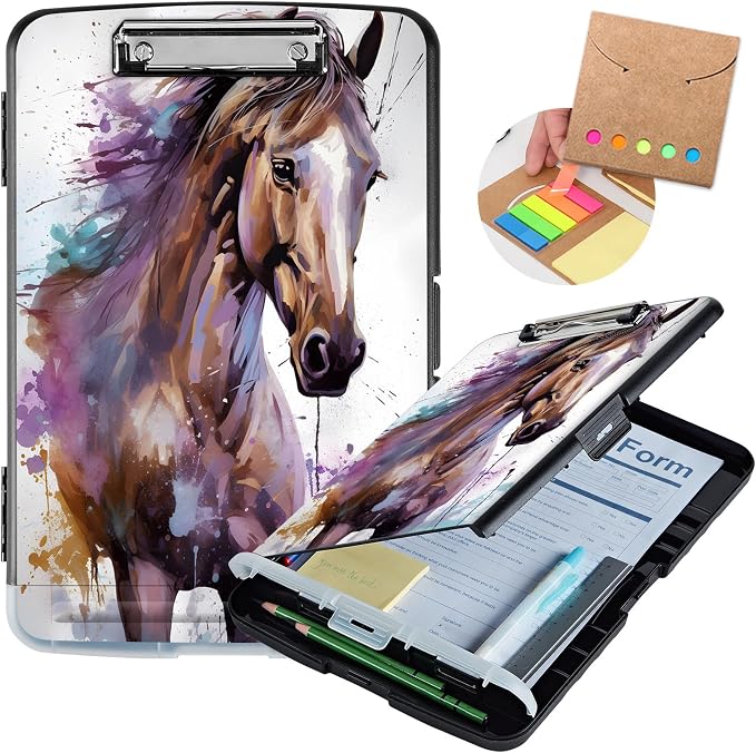 Cute Watercolor Horse Heavy Duty Plastic Storage Clipboard by Unknown