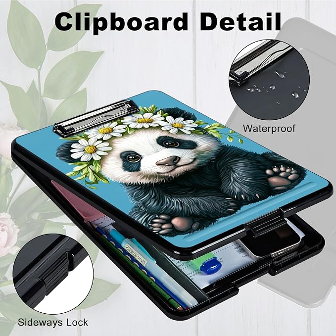 Daisy Panda A4 Clipboard with Storage Pen Holder, Clipboards Organizer Nursing - Image 3