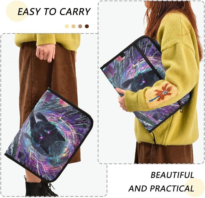 Expanding File Folder Black Wolf Purple Eyes Galaxy Accordion File Organizer 13 - Image 2
