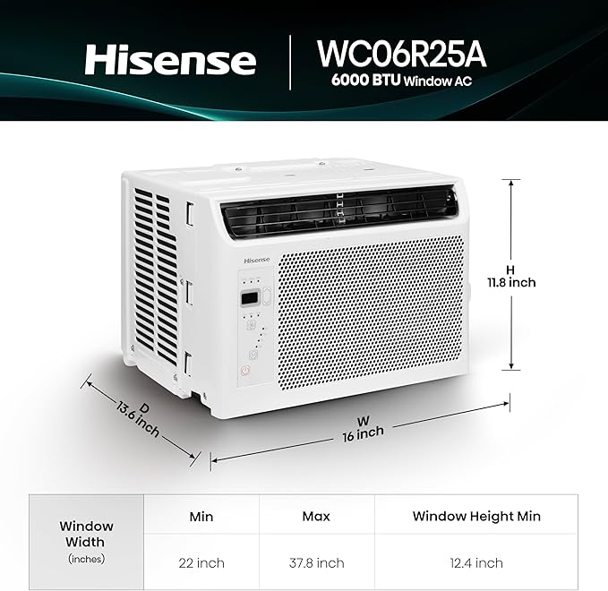 Hisense WC06R25A Window Air Conditioner, 6,000 BTU, White-DeskLoop Office
