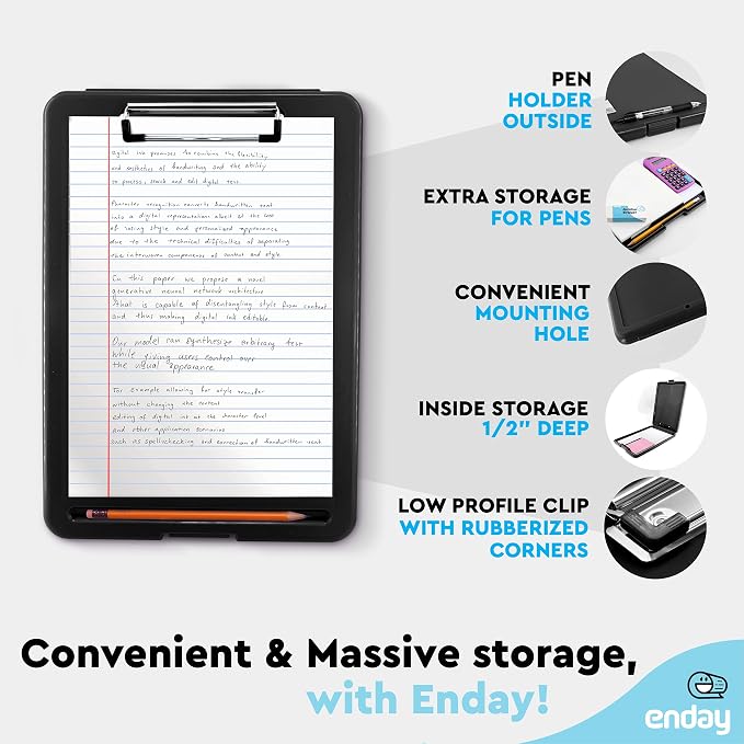 Clipboard with Storage Black, Clipboards with Letter Size Compartments Storage - Image 4
