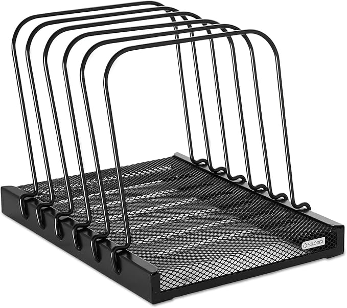 Rolodex 1742323 Mesh Flip File Folder Sorter Five Sections Black 10 1/4 x 7 1/2 by Rolodex