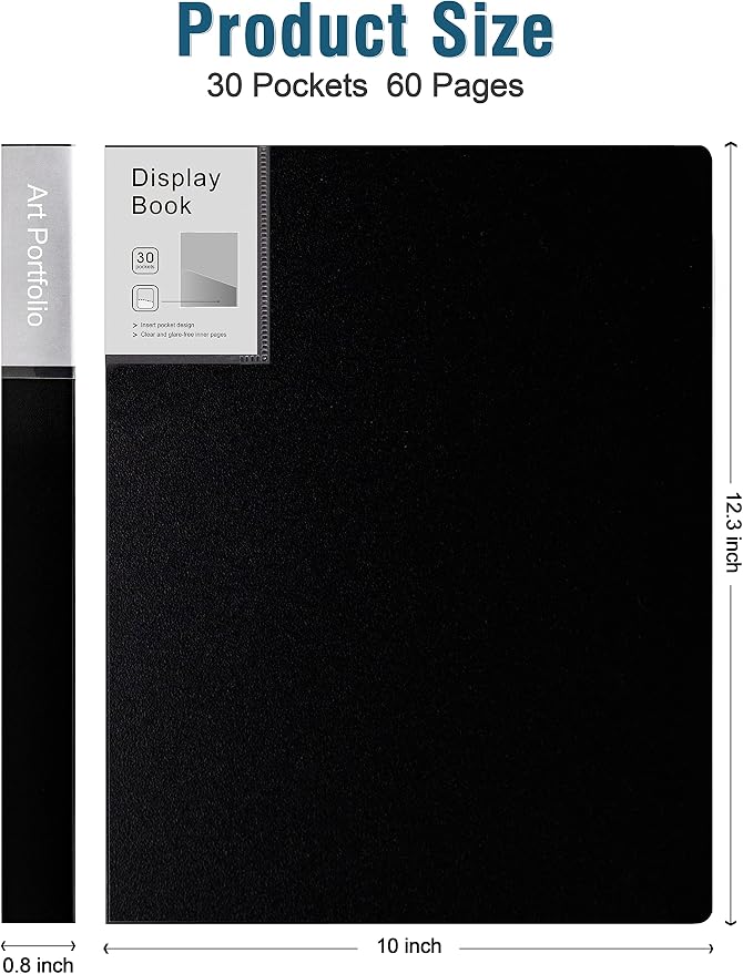 Folder with Plastic Sleeves 4 Pack 9"x12" Black Portfolio Folder - Image 5