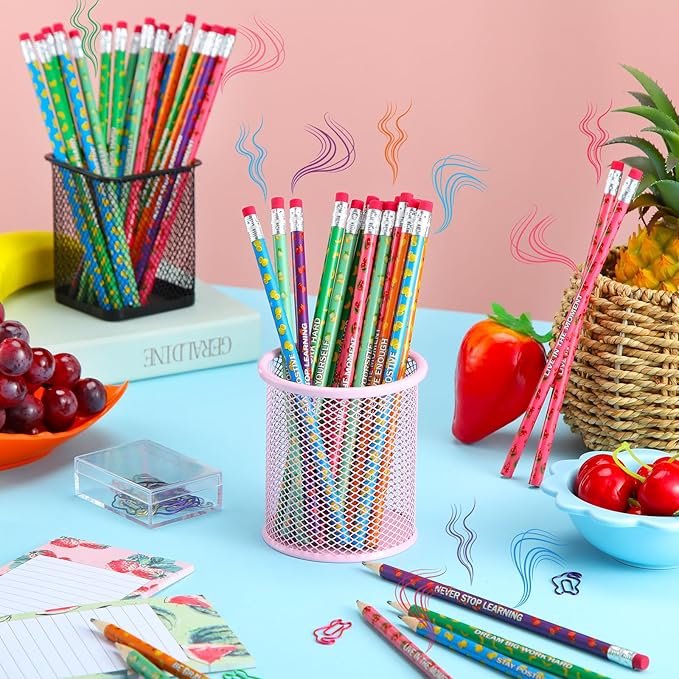 60 Pcs Scented Pencils Bulk for Kids Inspirational Motivational Cute Fun Fruit Wood Smelly Graphite Pencils with Erasers for School Classroom Office Students Girls Boys Gifts Supplies-DeskLoop Office