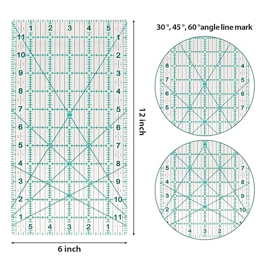 MANUFORE Quilting Ruler 6” x 12” Sewing Acrylic Ruler Anti-Slip Ruler DIY - Image 2