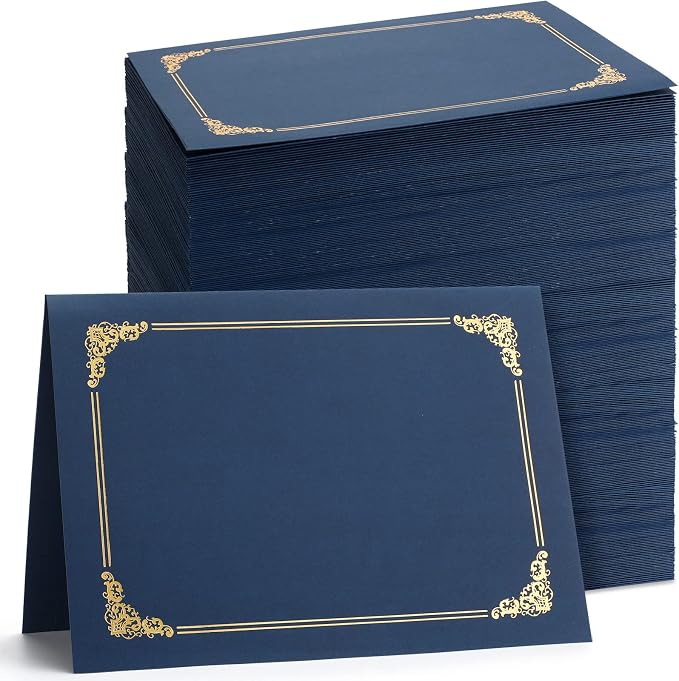 Fainne 120 Pack Certificate Holders Bulk, Diploma Covers Gold Foil Border by Fainne