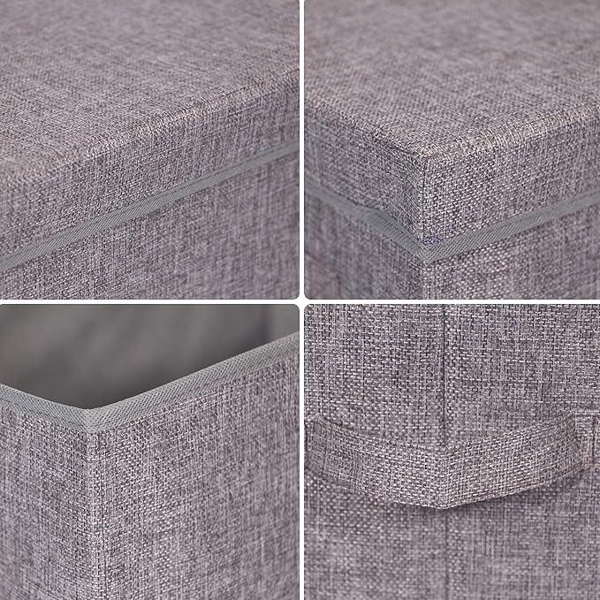 4 Pack Large Foldable Storage Box with Lids Fabric Storage Cube Organizer Cloth Containers Bins Baskets for Closet Clothes Clothing Bed Room-DeskLoop Office