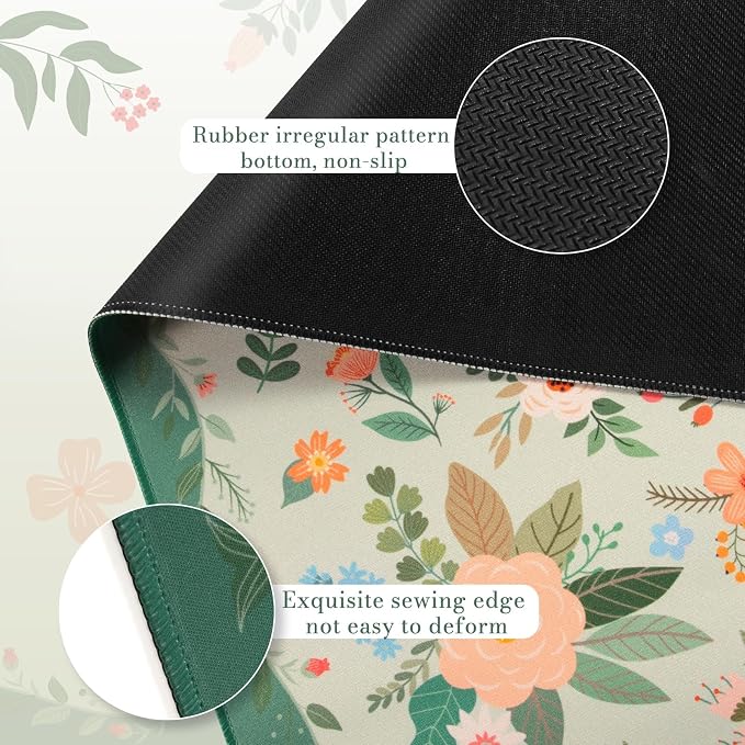 iCasso Floral Desk Mat for Keyboard and Mouse, Cute Gaming Mouse Pad XXL - Image 5