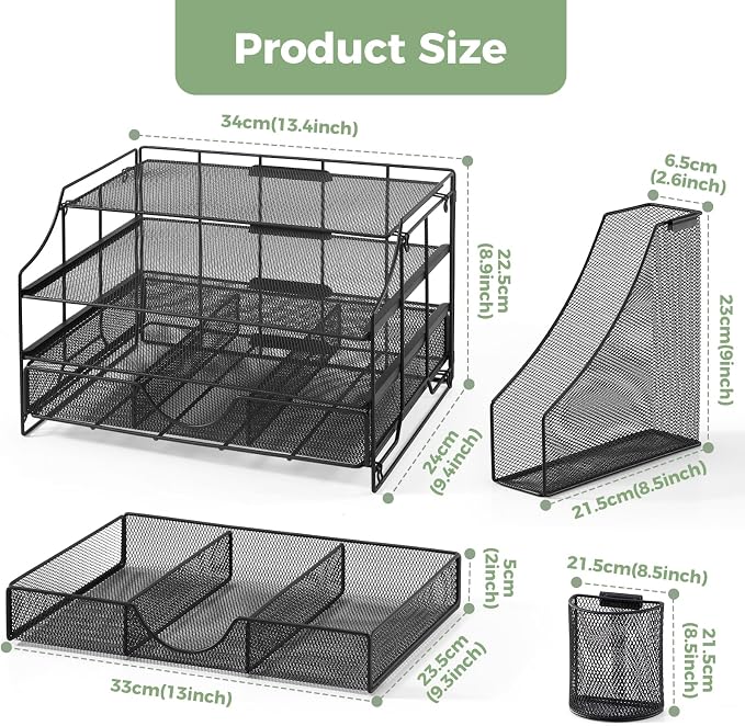 Desk Organizers and Accessories, 4 Tier Paper Letter Tray Organizer Holder Desk - Image 7