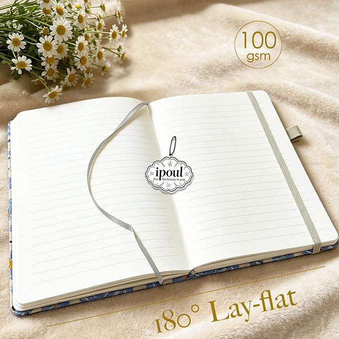 Daisy Gifts, Embroidered Journal, Floral Notebook, Wide Ruled Paper, Lay Flat - Image 5