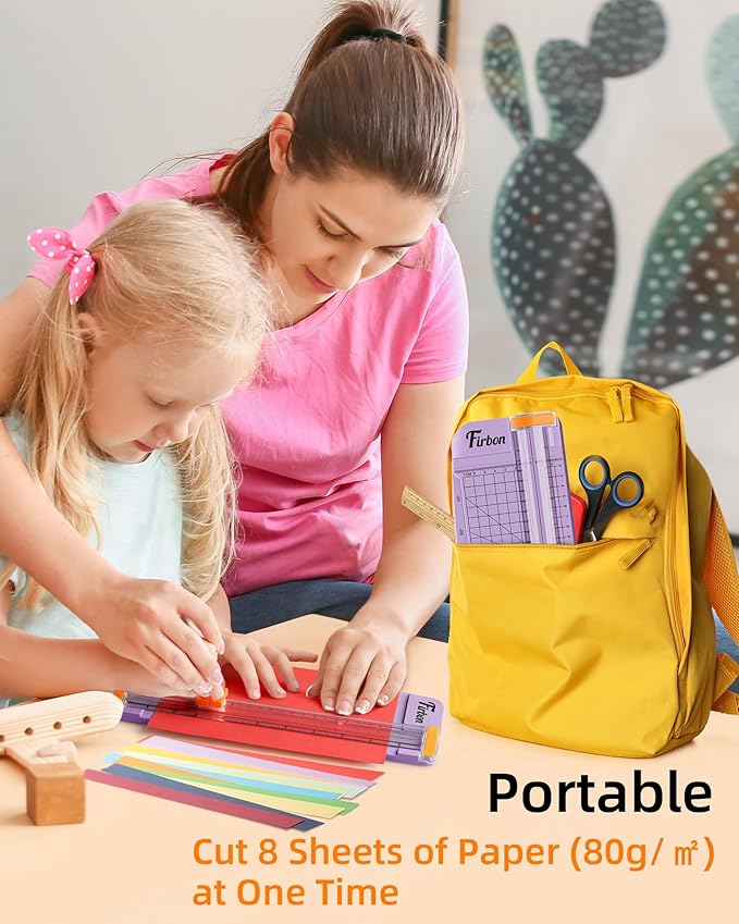 Firbon Purple A5 Paper Cutter, Straight Small Paper Trimmer with Side Ruler for Scrapbooking Craft, Paper, Coupon, Label, Cardstock-DeskLoop Office