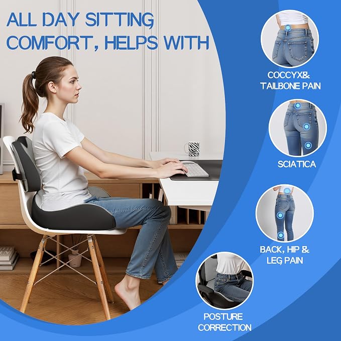 Benazcap Large Memory Foam Seat Cushion Lumbar Support Pillow - Image 3