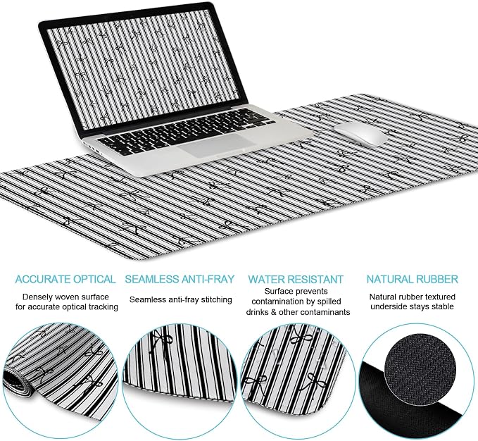 LIMKRIAN Black Striped Ergonomic Large Desk Mat Set - Image 5