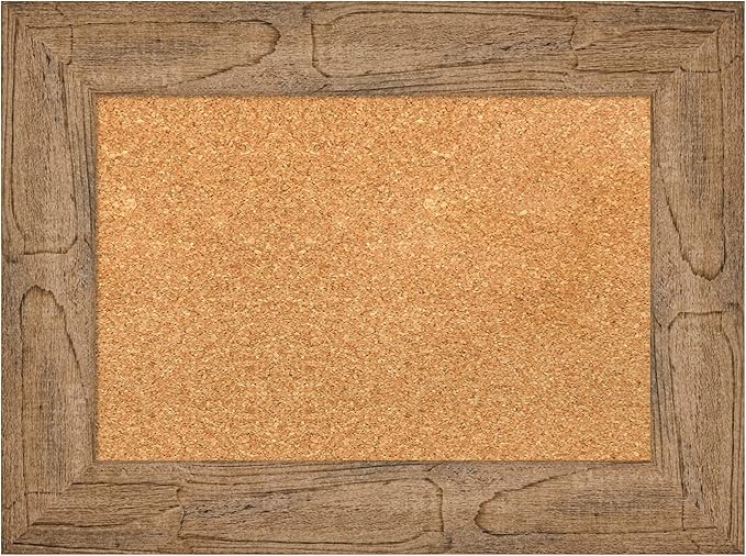 Amanti Art Natural Cork Board for Wall, 18x24 Vision Board with Brown Wood Frame, Small Corkboard Office Decor for Home Organization, Country Rustic Corkboard Pinboard to Display Items for Home-DeskLoop Office