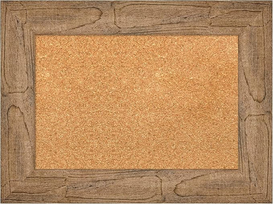 Amanti Art Natural Cork Board for Wall, 18x24 Vision Board with Brown Wood Frame, Small Corkboard Office Decor for Home Organization, Country Rustic Corkboard Pinboard to Display Items for Home-DeskLoop Office