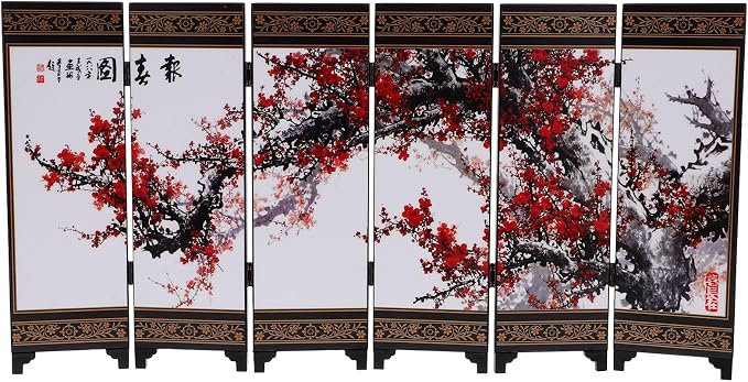 LUOZZY Chinese Style Mini Screen Ornaments Desktop Wooden Panel Divider by LUOZZY